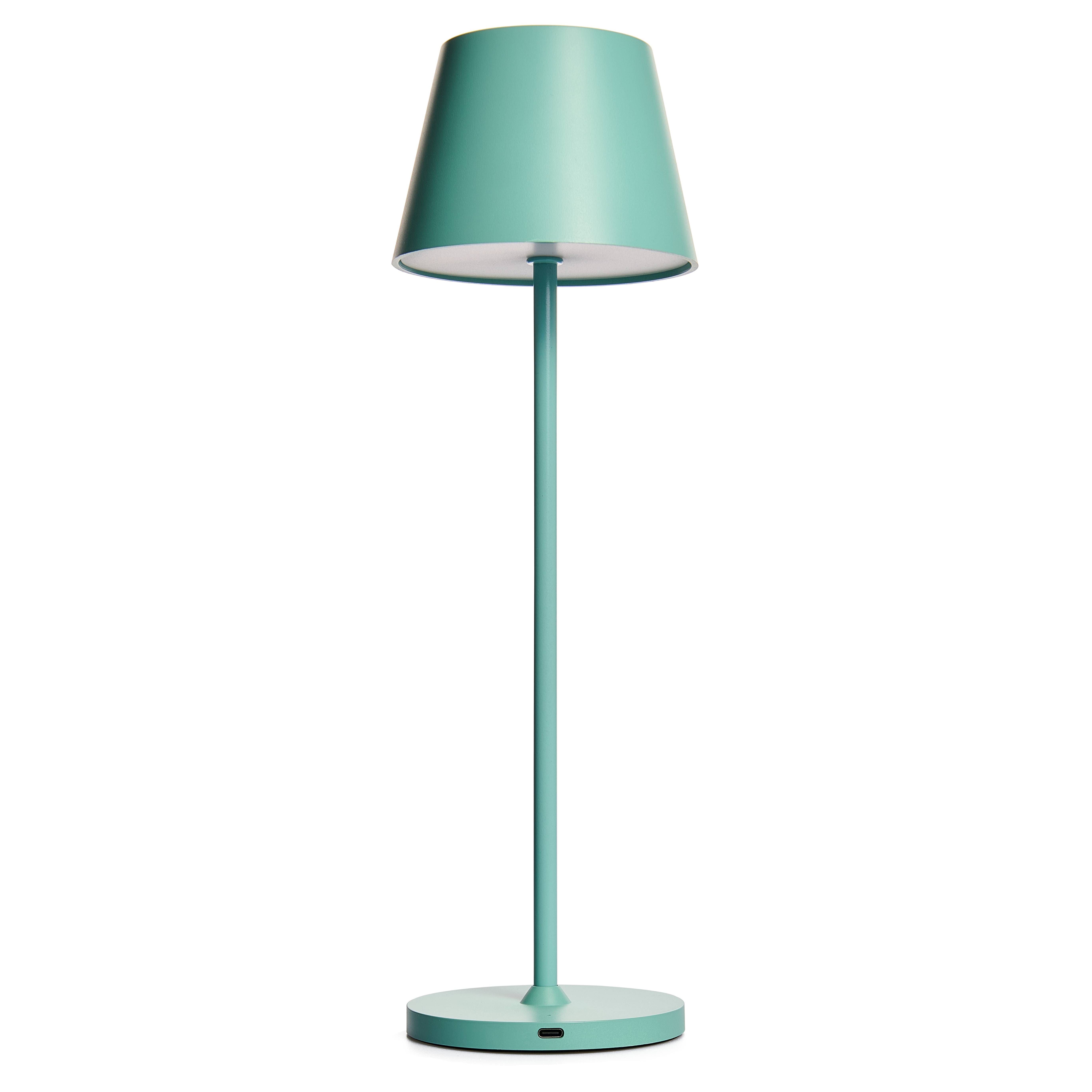 LED-Tischleuchte ROLF KERN „Club“ 38cm, Türkis, Akku, dimmbar