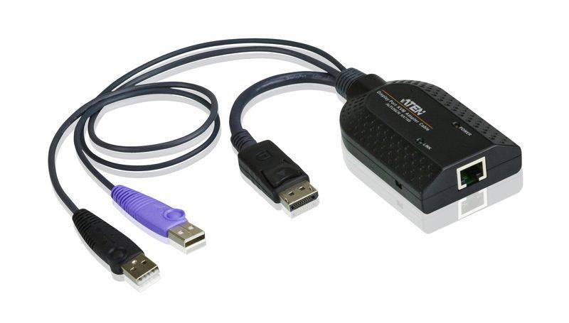 ATEN KVM Adapter [2x USB 2.0 Stecker A, DisplayPort Stecker - 1x RJ45-Buchse] 0.20 m Schwarz