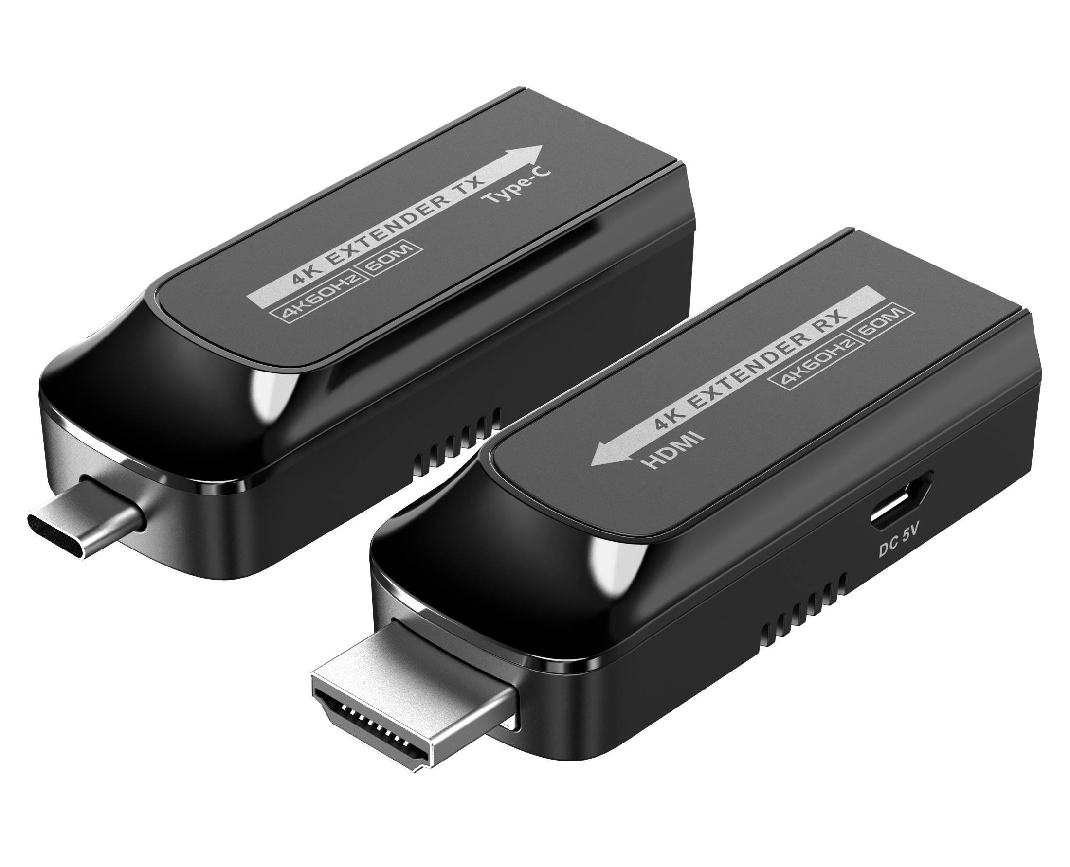 Techly USB-C auf HDMI 4k 120Hz Extender, über Cat.6/6A/7-Kabel 60m Multimedia Extender