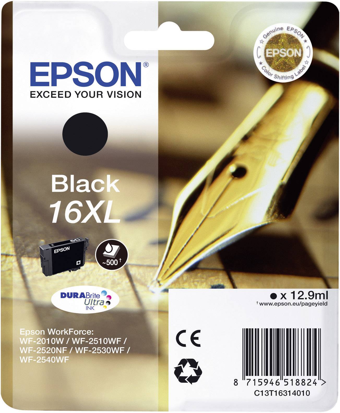 Epson 16XL - 12.9 ml - XL - Schwarz - originalTintenpatrone - für WorkForce