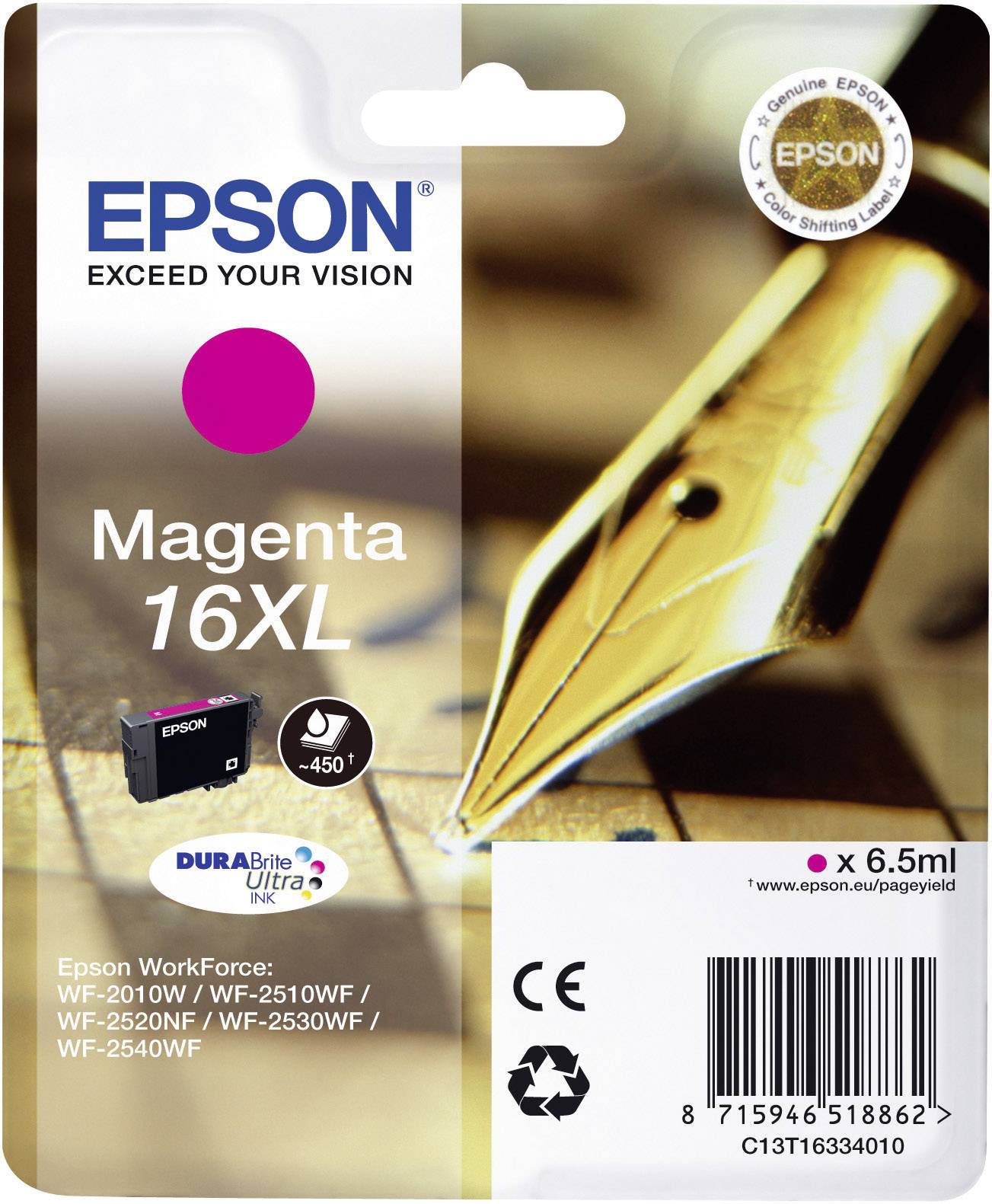 Epson Druckerpatrone T1633/16XL Original Magenta C13T16334010