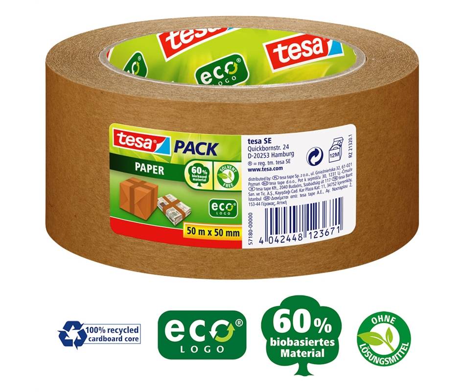 tesa PAPER 57180-00000-02 Packband tesapack® ecoLogo® Braun (L x B) 50 m x 50 mm 1 St.
