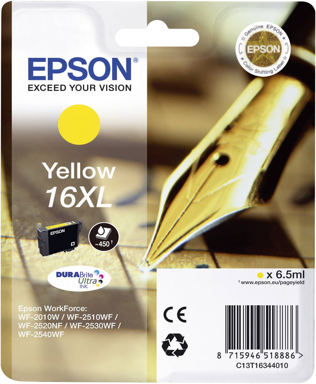 Tintenpatrone Original Epson T1634XL gelb