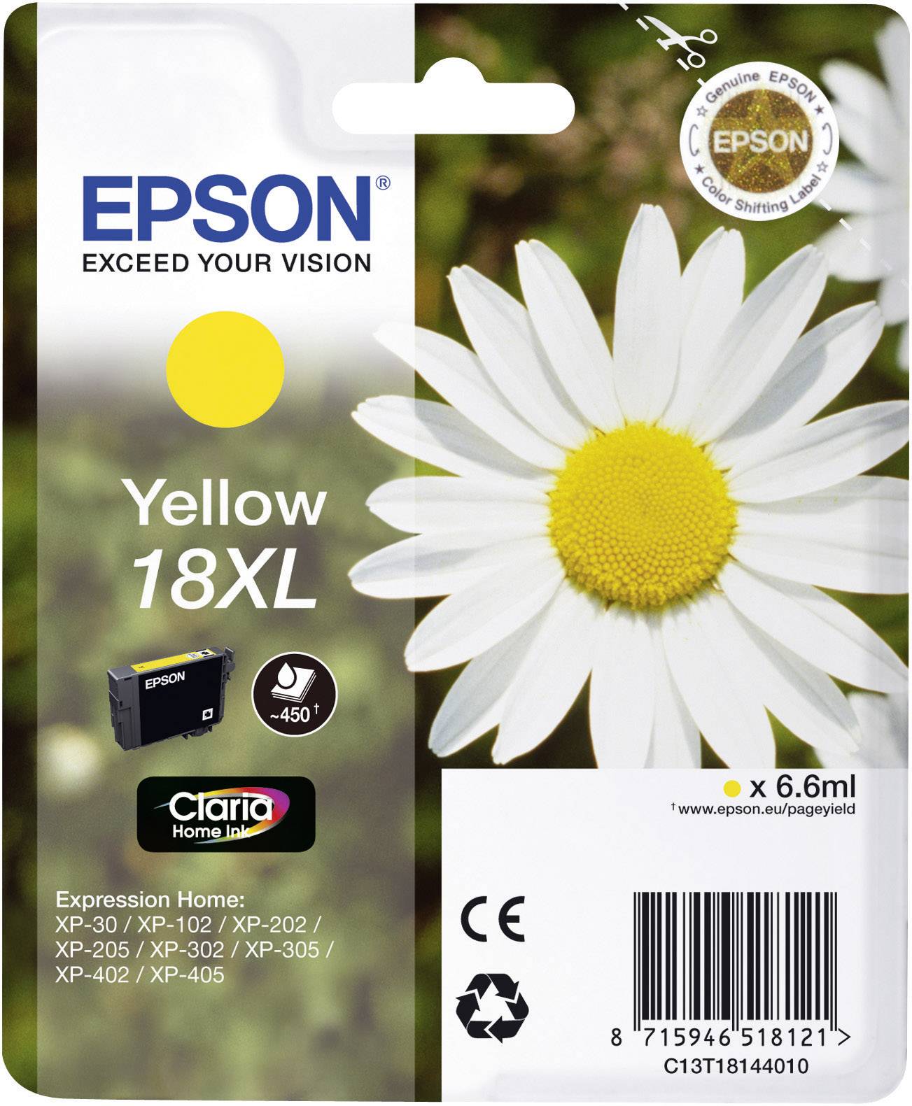 Epson Druckerpatrone T1814, 18XL Original Gelb C13T18144012