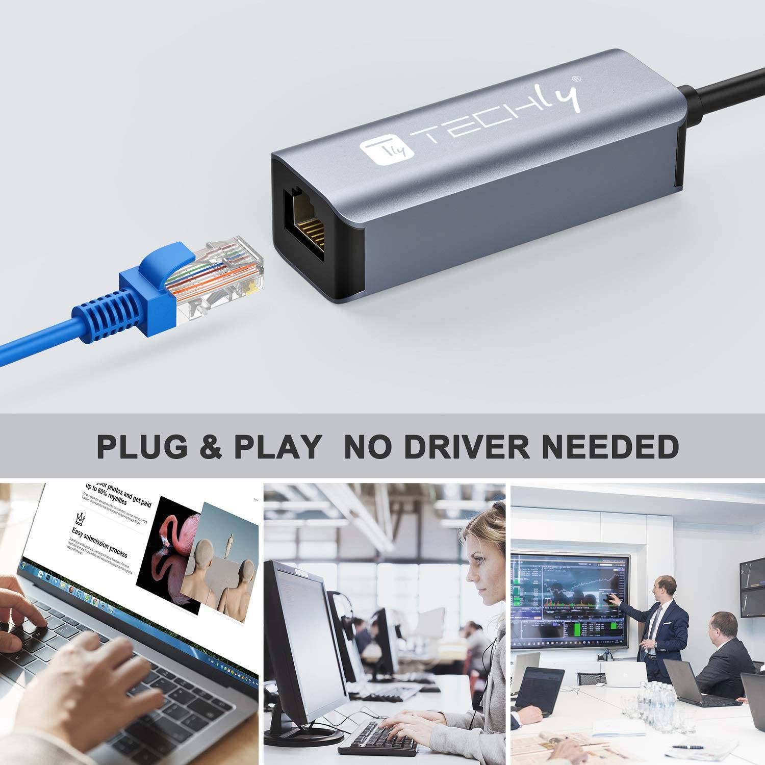 Techly USB 3.1 Typ C auf RJ45 Adapter - USB-Controller - WLAN