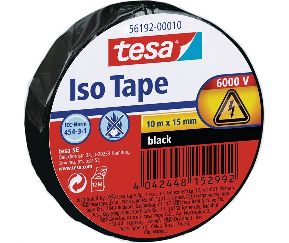 tesa 56192-00010-22 Isolierband Schwarz (L x B) 10 m x 15 mm 1 St.