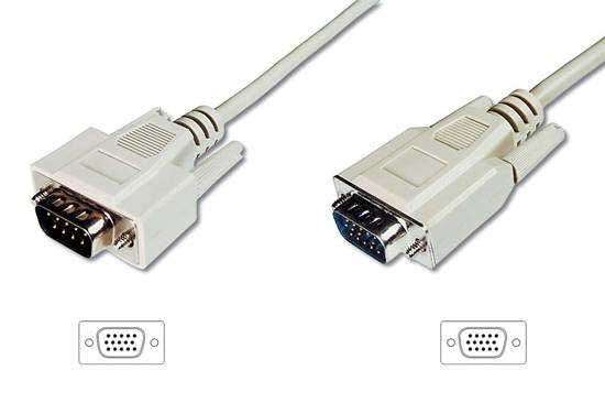 Digitus VGA Anschlusskabel VGA 15pol. Stecker, VGA 15pol. Stecker 1.80 m Grau AK-310100-018-E schraubbar VGA-Kabel