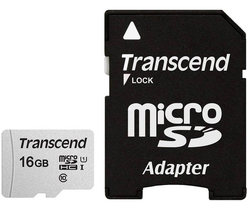 Transcend Premium 300S microSDHC-Karte 16GB Class 10, UHS-I, UHS-Class 1 inkl. SD-Adapter