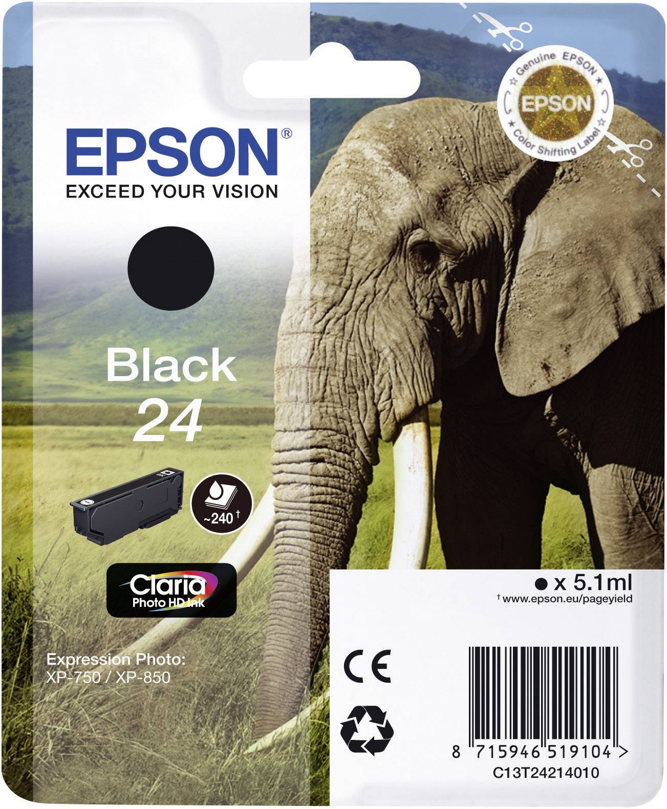 Epson Druckerpatrone T2421, 24 Original Schwarz C13T24214010