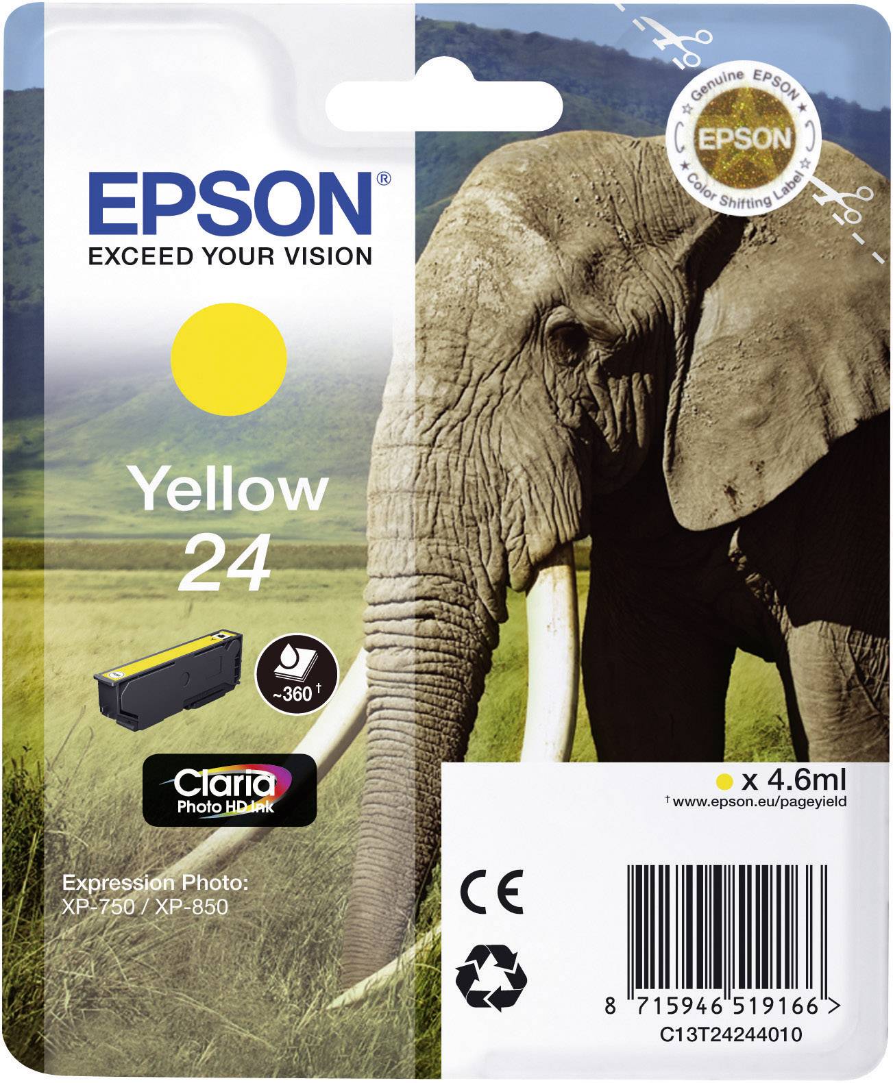 Epson Druckerpatrone T2424, 24 Original Gelb C13T24244010