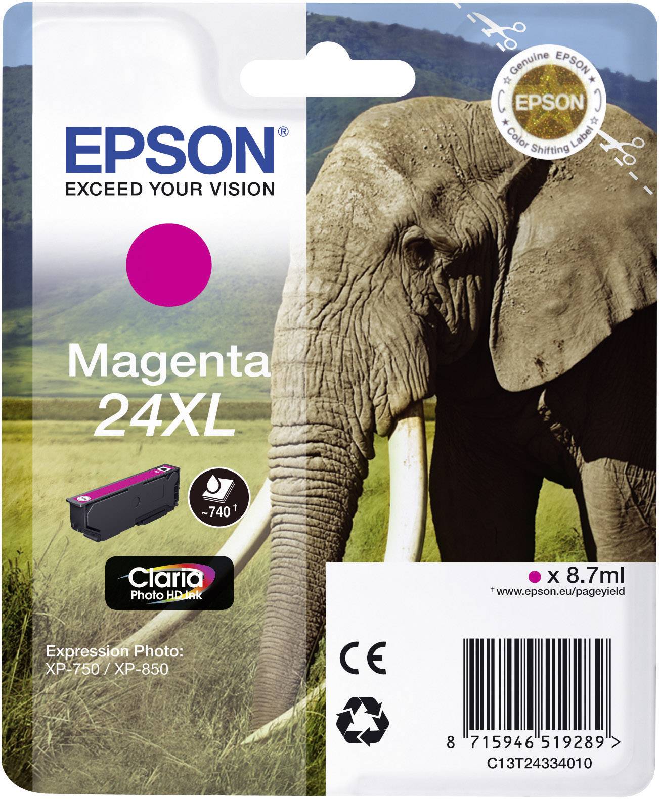 Epson Druckerpatrone T2433, 24XL Original Magenta C13T24334010