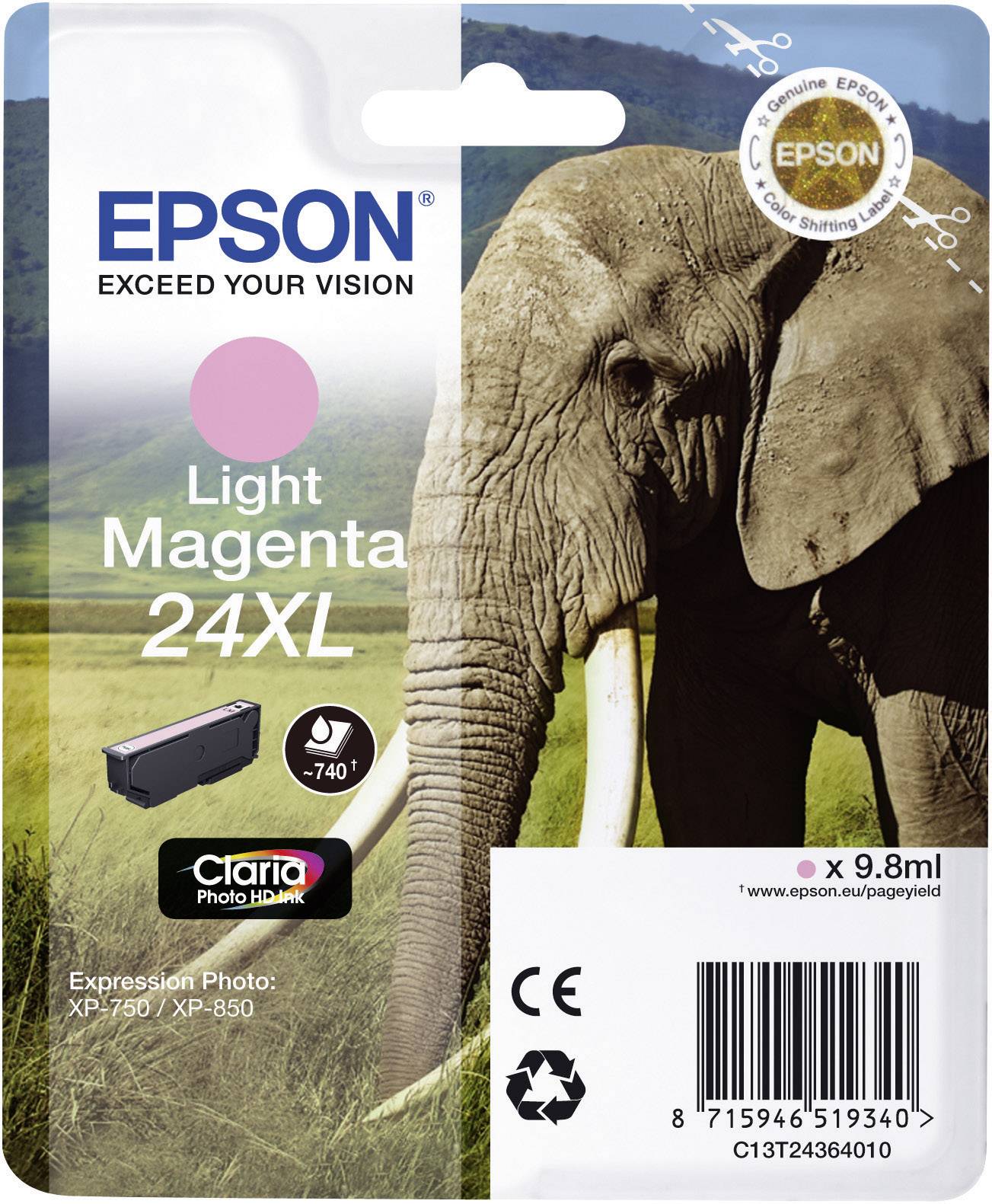 Epson Druckerpatrone T2436, 24XL Original Photo Magenta C13T24364010