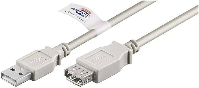 goobay USB 2.0 Hi-Speed Verlängerungskabel A Stecker auf A Buchse m USB Logo grau 3 m