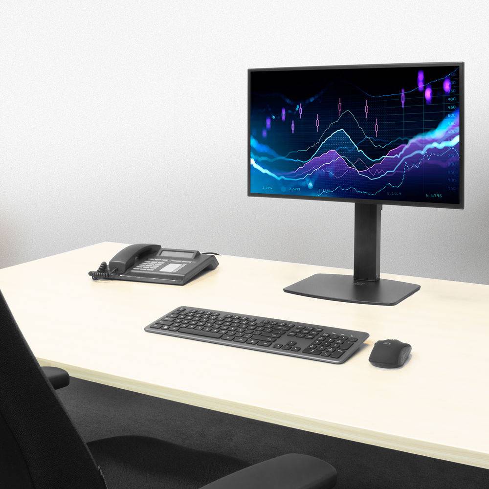ACT AC8331 Gasfeder-Monitor-Tischhalterung | 1 Bildschirm bis zu 32" | VESA | Neigen - Schwenken - Drehen | H…