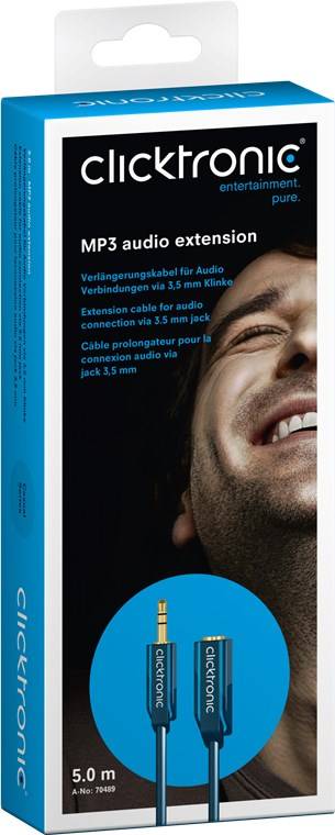 clicktronic 3,5-mm-AUX-Verlängerungskabel, stereo 5 m (1er Faltschachtel)