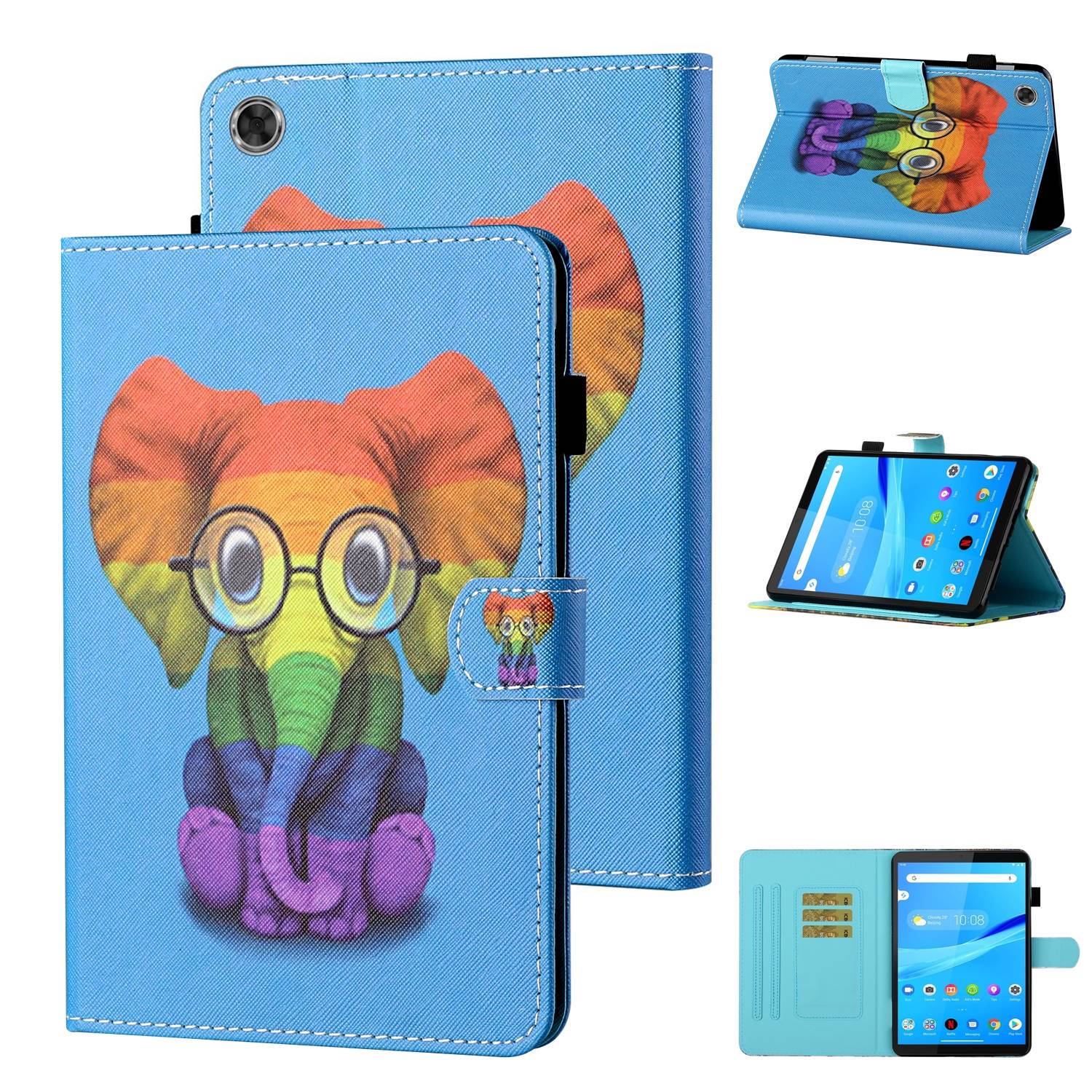 Für Samsung Galaxy Tab A9 Kunstleder Tablet Tasche Hülle Case Motiv 34