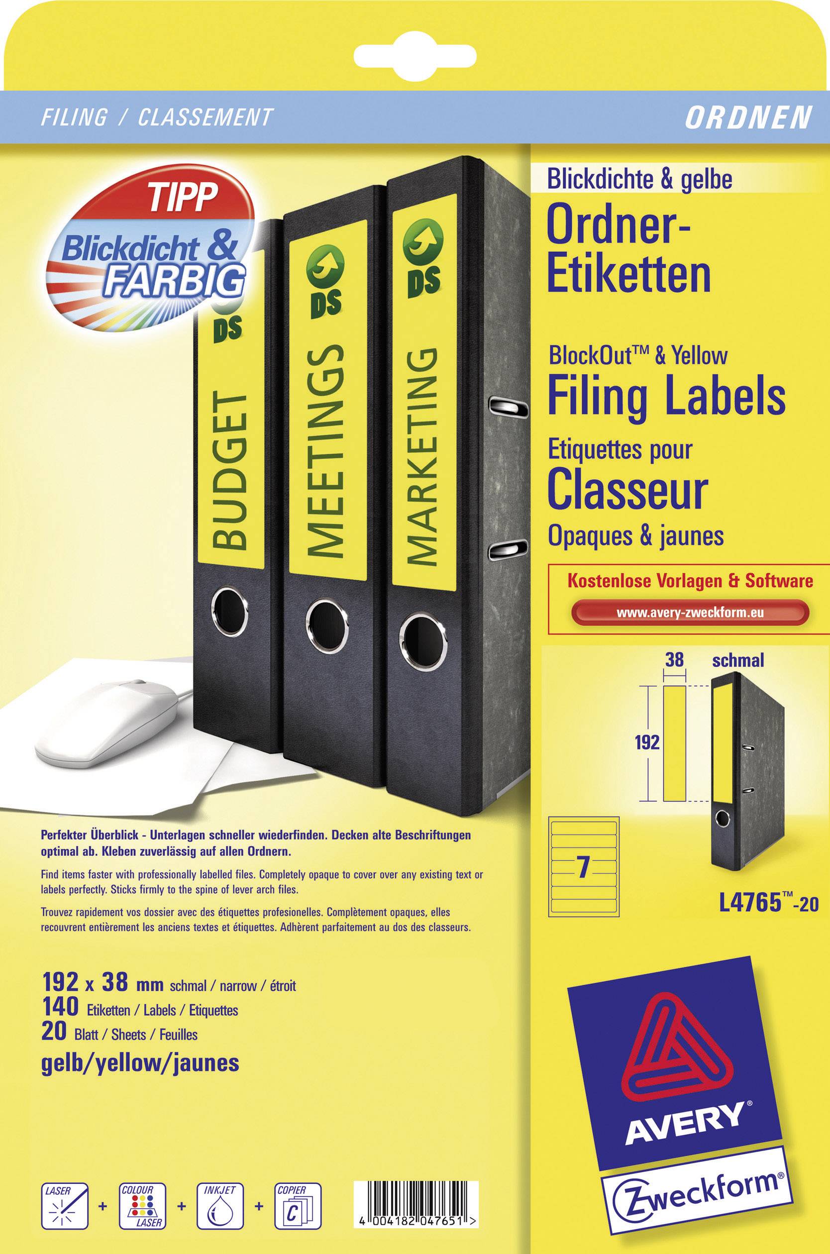 Avery-Zweckform L4765-20 Universal-Etiketten 140 St.