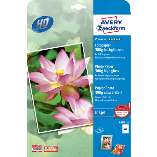 Avery-Zweckform Premium Photo Paper Inkjet 2482-20 Fotopapier DIN A4 300 g/m² 20 Blatt Hochglänzend