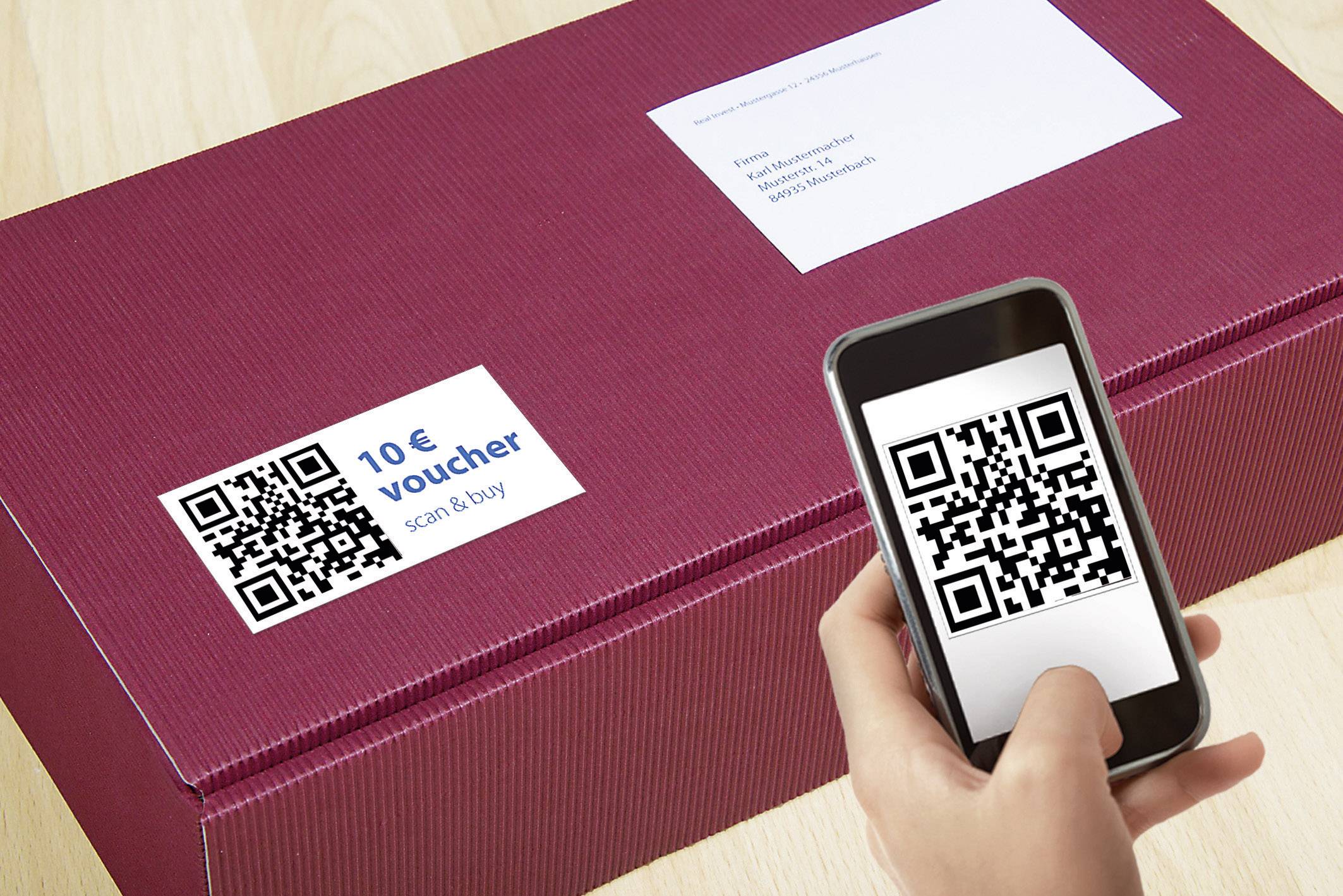 Etiketten weiß 80x40mm QR-Code deckend A4 VE=300 Stück