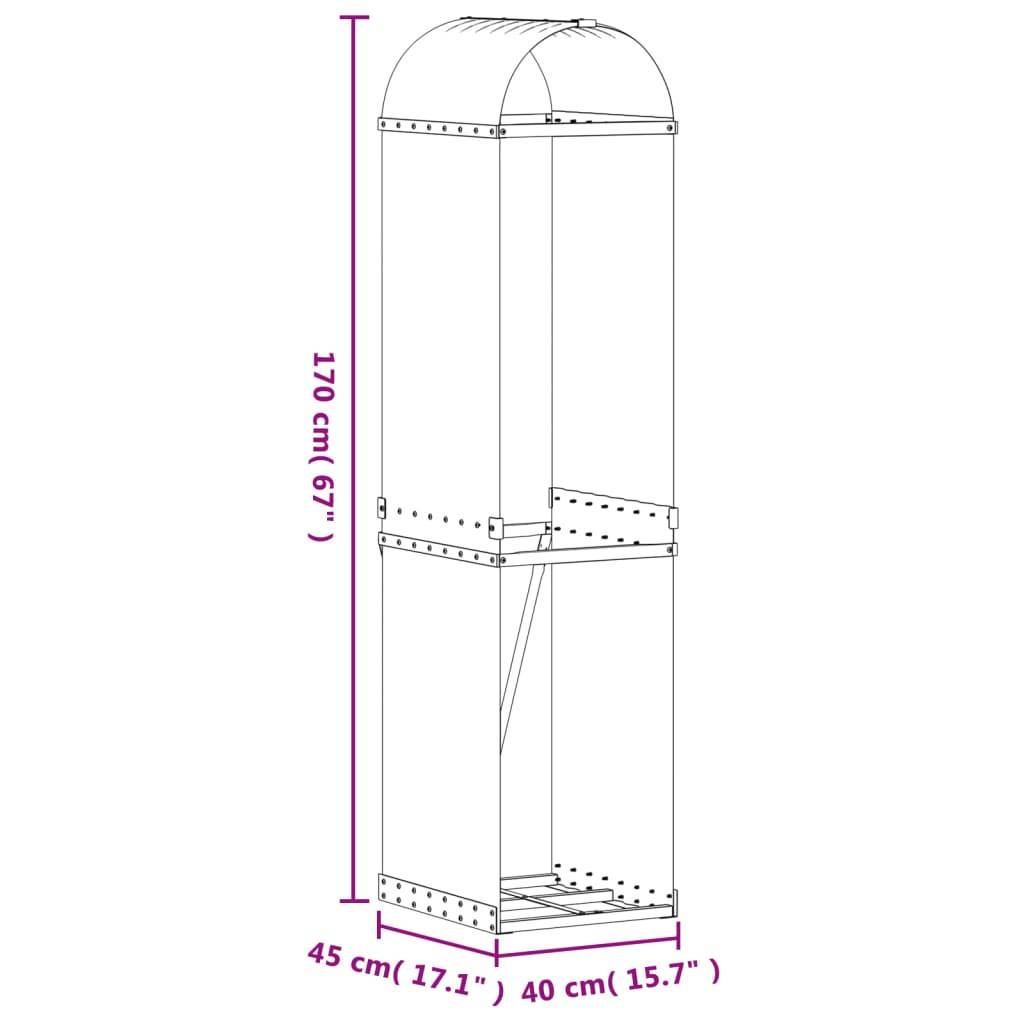 vidaXL Kaminholzunterstand Hellbraun 40x45x170 cm Verzinkter Stahl