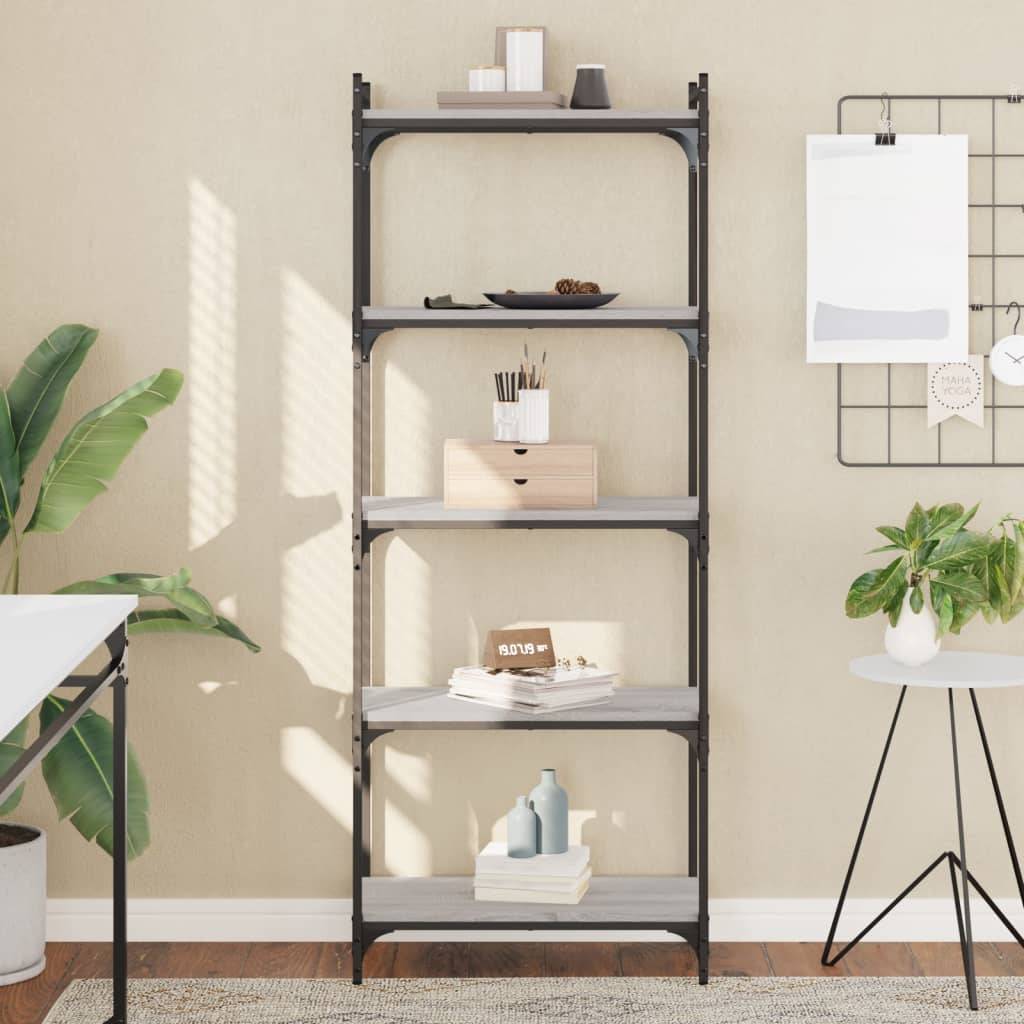 vidaXL Bücherregal 5 Böden Grau Sonoma 60x30x154 cm Holzwerkstoff