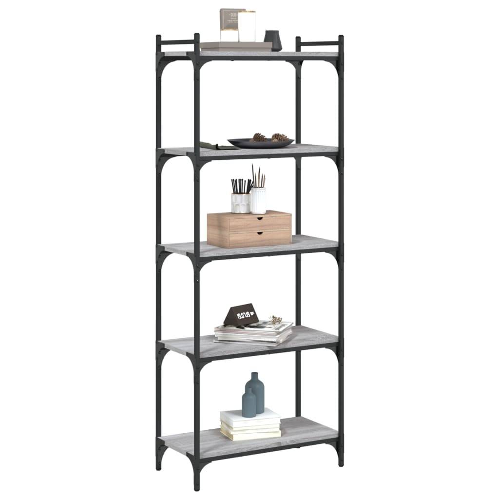 vidaXL Bücherregal 5 Böden Grau Sonoma 60x30x154 cm Holzwerkstoff