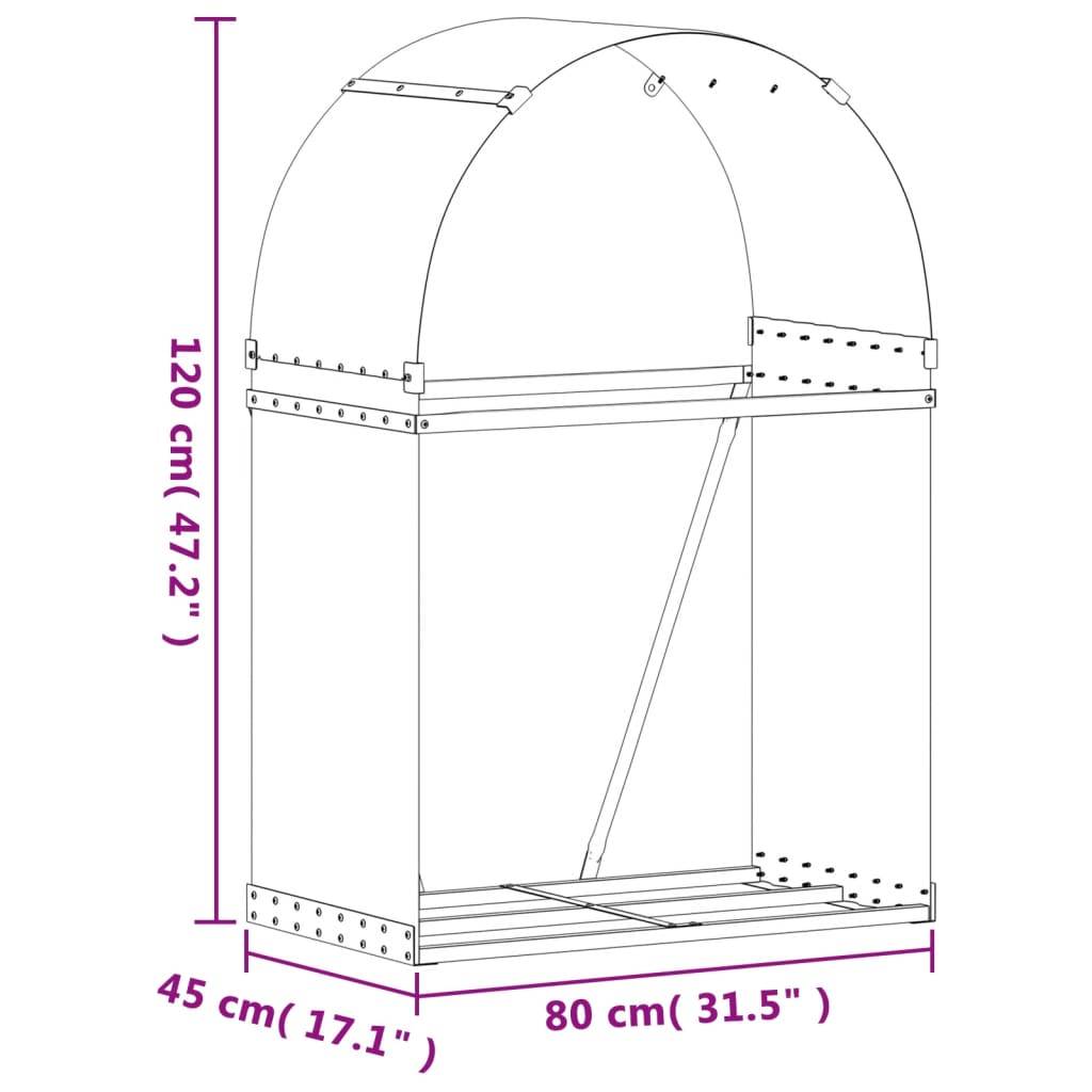 vidaXL Kaminholzunterstand Braun 80x45x120 cm Verzinkter Stahl