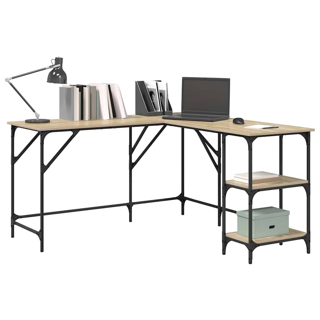 vidaXL Schreibtisch Sonoma-Eiche 139x139x75 cm Holzwerkstoff