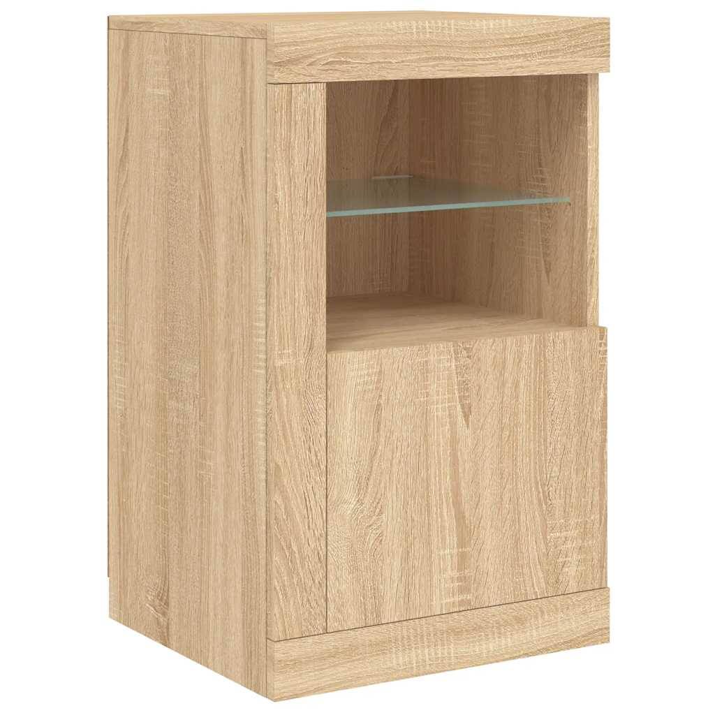 vidaXL Beistellschrank mit LED-Leuchten Sonoma Eiche Holzwerkstoff