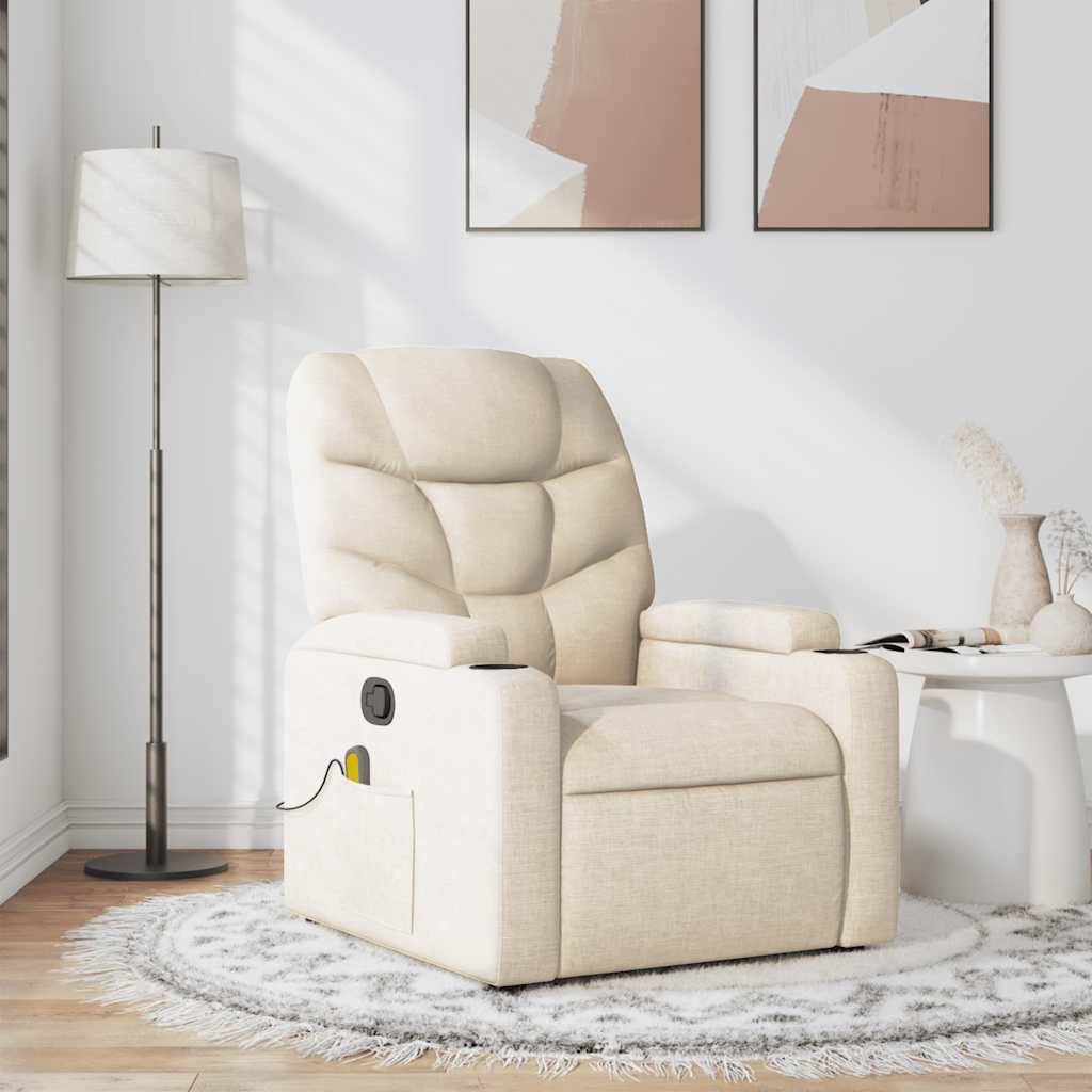 vidaXL Massagesessel Creme Stoff