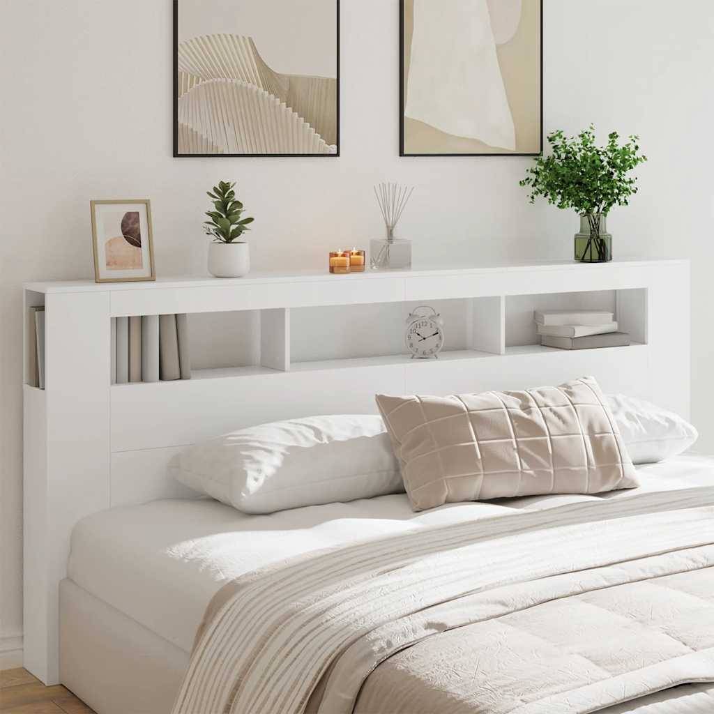vidaXL LED-Kopfteil Weiß 220x18,5x103,5 cm Holzwerkstoff