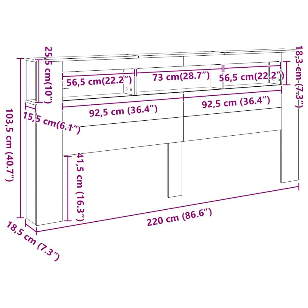 vidaXL LED-Kopfteil Weiß 220x18,5x103,5 cm Holzwerkstoff