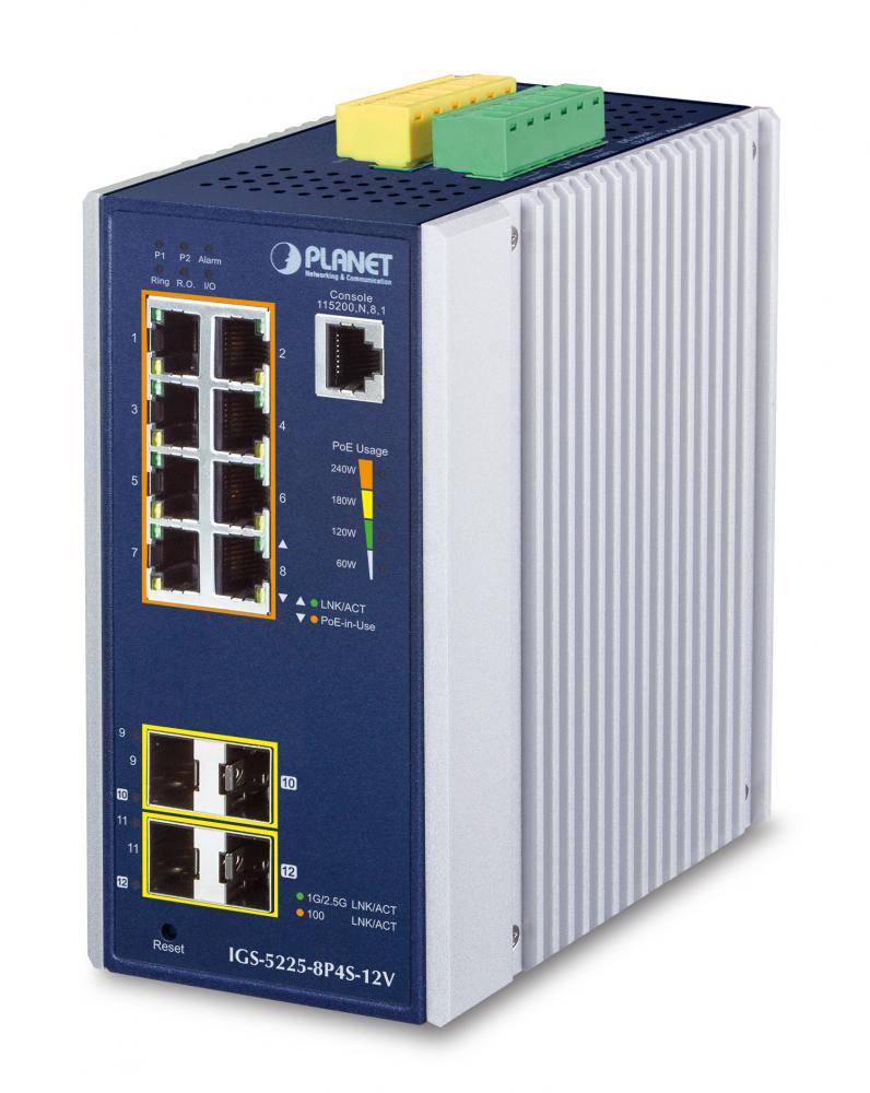 Planet Industrial GE PoE+ 2*1G SFP+ 2*2.5G - Switch - 1 Gbps