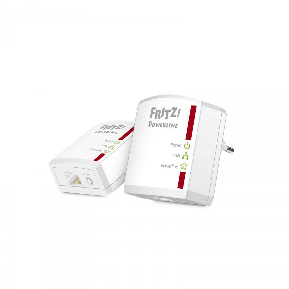 AVM FRITZ!Powerline 510E - Powerline Adapterkit - HomePlug AV (HPAV) - an Wandsteckdose anschließbar (Packung mit 2)