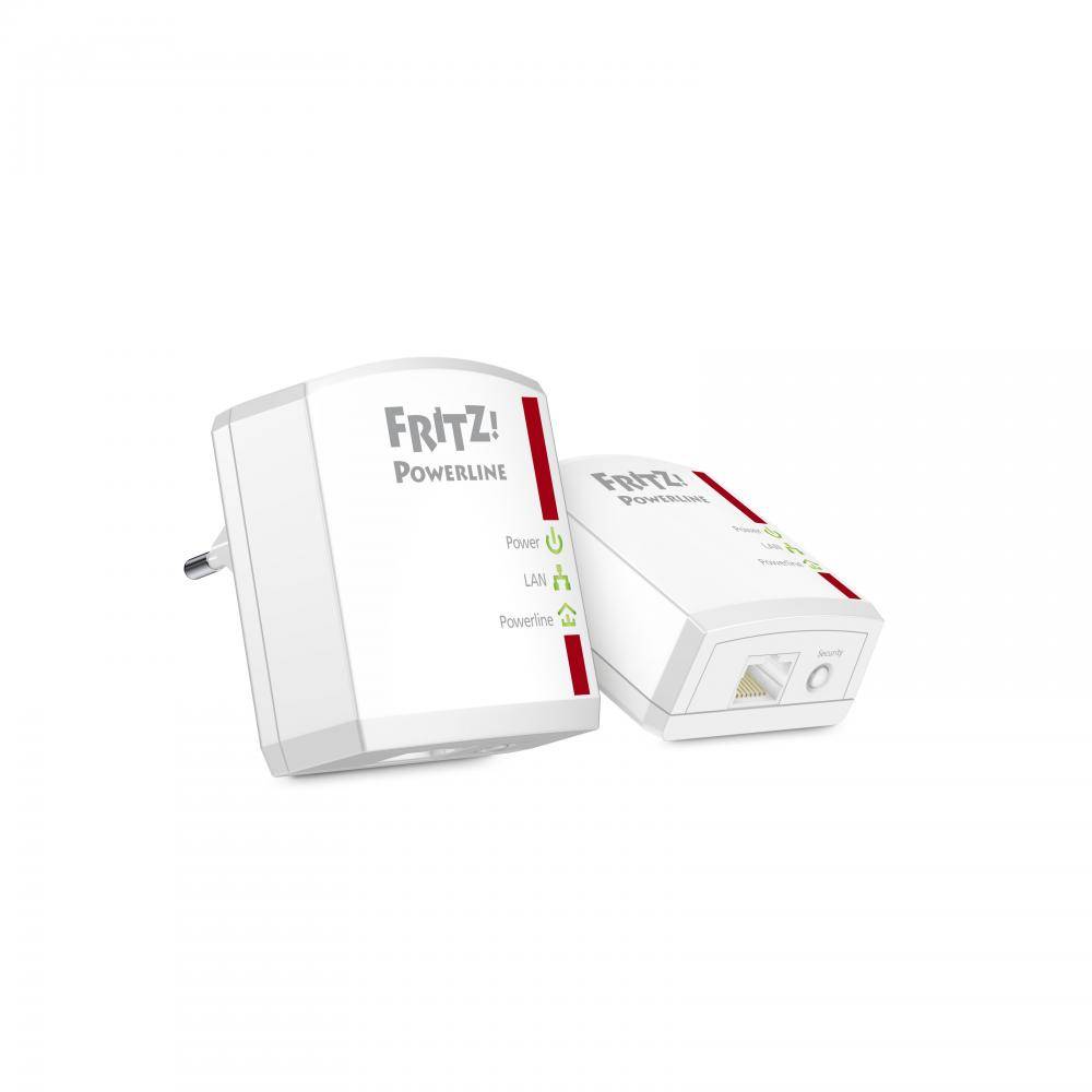 AVM FRITZ!Powerline 510E - Powerline Adapterkit - HomePlug AV (HPAV) - an Wandsteckdose anschließbar (Packung mit 2)