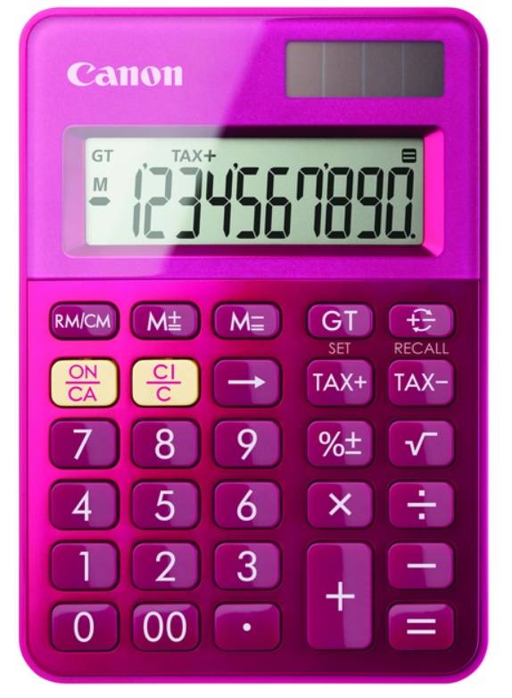 Tischrechner LS-100K 10-stellig Solar/Batteriebetrieb pink