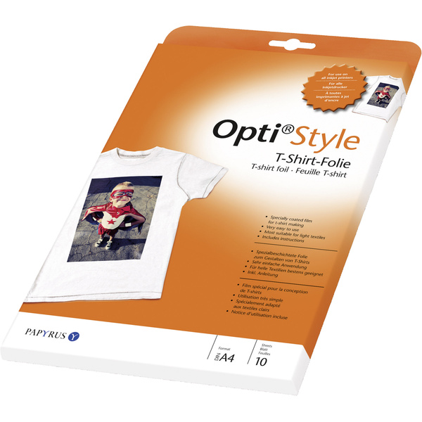 Papyrus Opti® Style T-Shirt Transfer 88082001<b> </b>Tintenstrahl Textilfolie DIN A4 für helle Textilien, Optimiert für