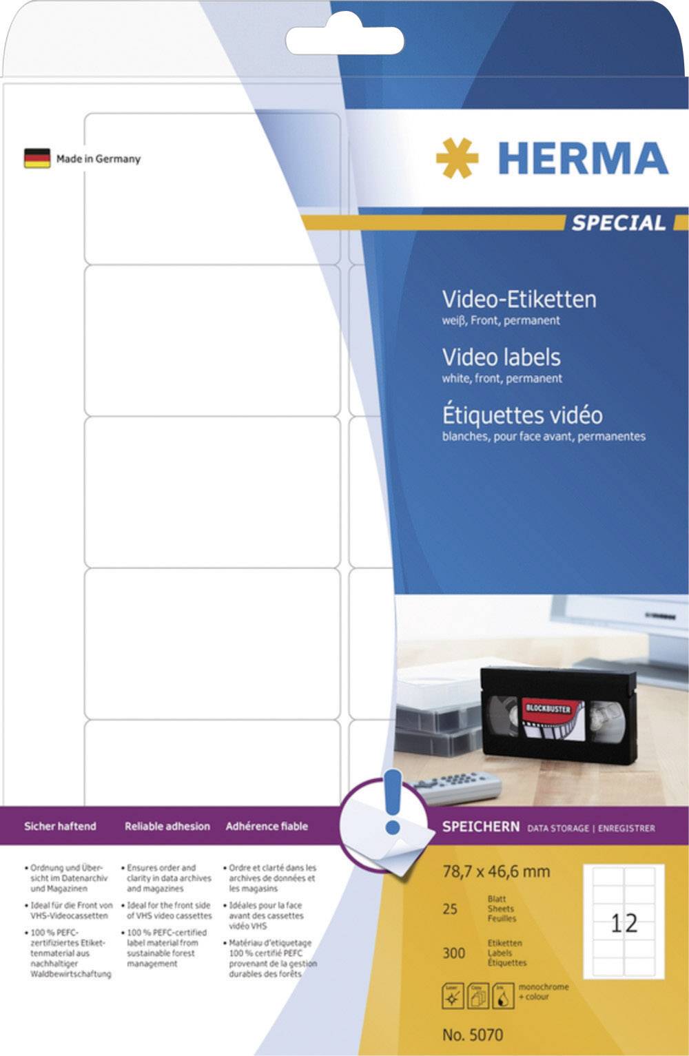 Video-Etiketten (Front) weiß 78,7x46,6mm Special A4