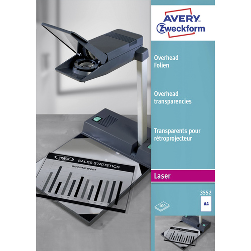 Avery-Zweckform 3552 Overhead-Projektor-Folie DIN A4 Laserdrucker, Kopierer Transparent 100St.