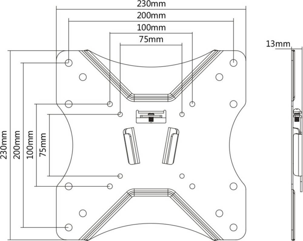 Deltaco ARM-0101 - 25 kg - 58.4 cm (23 inches) - 106.7 cm (42 inches) - 75 x 75 mm - 200 x 200 mm -
