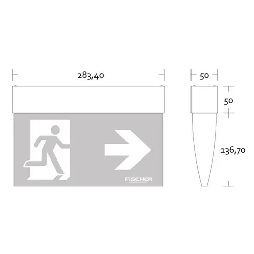 Fischer LED-Rettungszeichenleuchte 27m,IP54 F1UE8 Fischer LED-Rettungszeichenleuchte 27m,IP54 F1UE8
