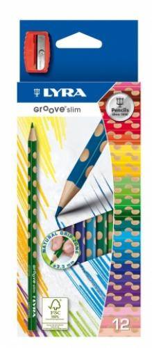 Farbstifte Groove Slim - Ø 3,3 mm 12 Farben + Anspitzer Kartonetui.