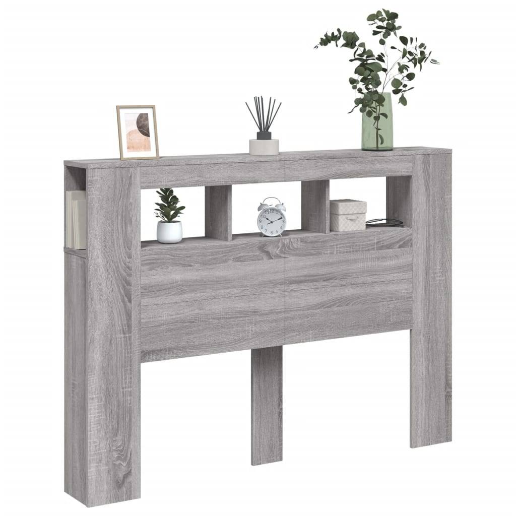 vidaXL LED-Kopfteil Grau Sonoma 140x18,5x103,5 cm Holzwerkstoff