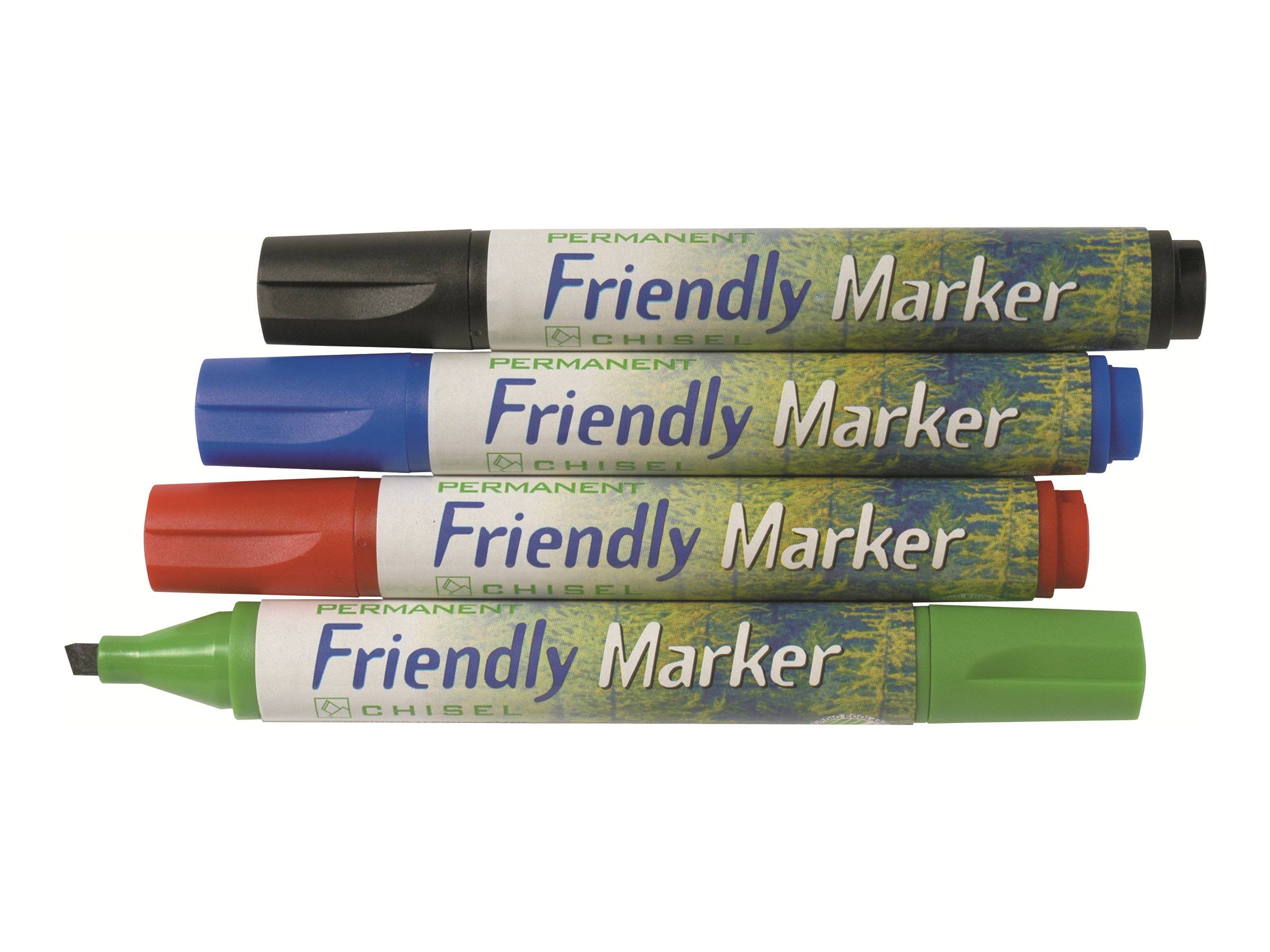 Ballograf Friendly - Marker - permanent - Schwarz, Rot, Blau, Grün - alkoholbasierte Tinte - 2-5 mm