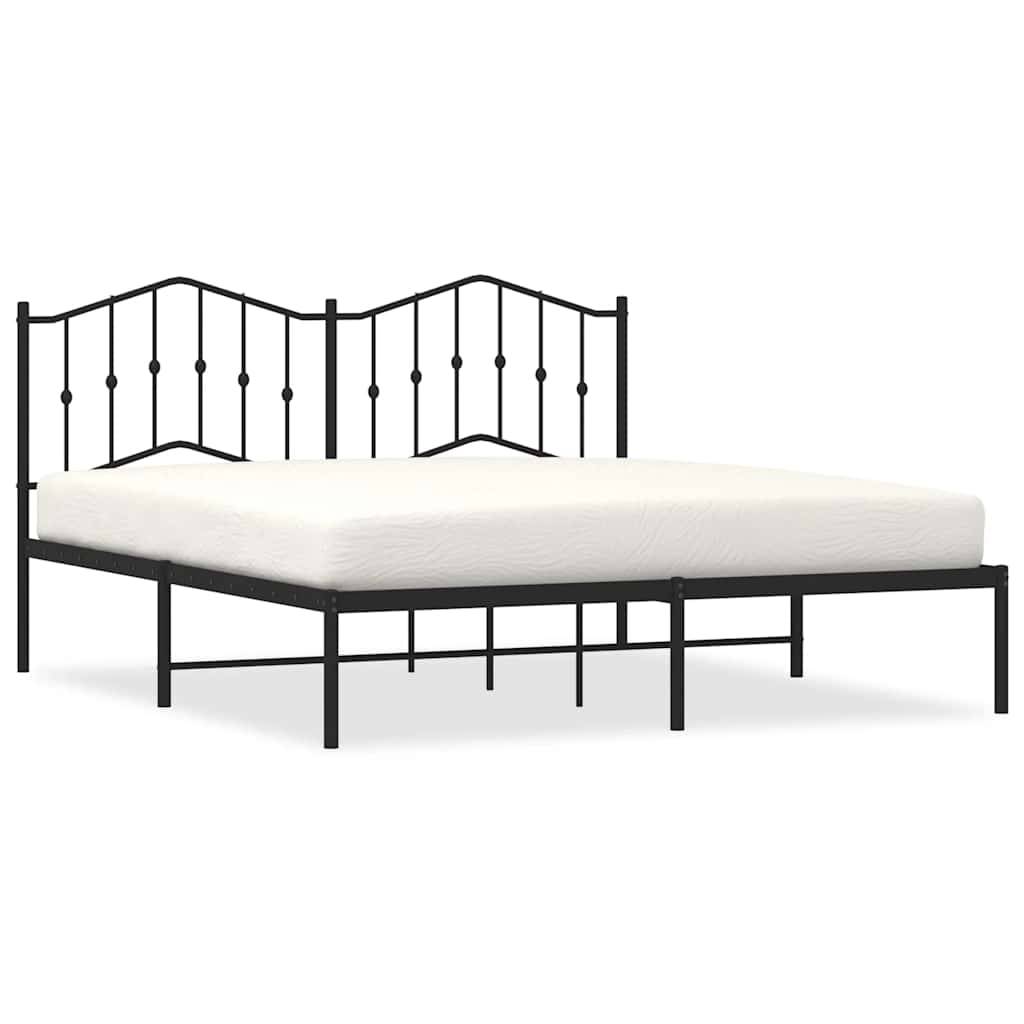 vidaXL Bettgestell mit Kopfteil Metall Schwarz 183x213 cm
