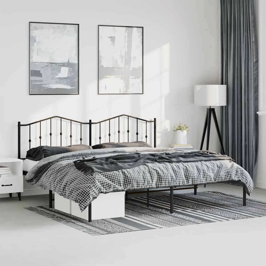 vidaXL Bettgestell mit Kopfteil Metall Schwarz 183x213 cm