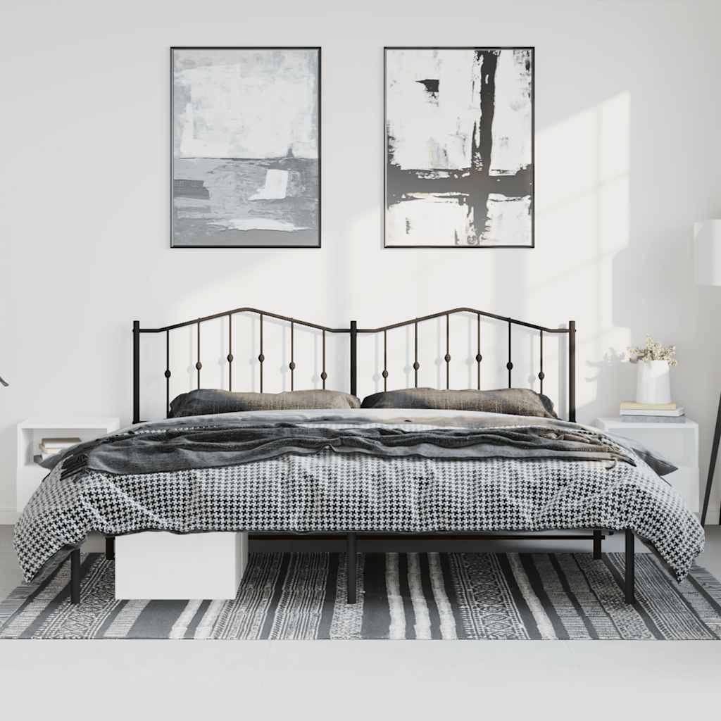 vidaXL Bettgestell mit Kopfteil Metall Schwarz 183x213 cm