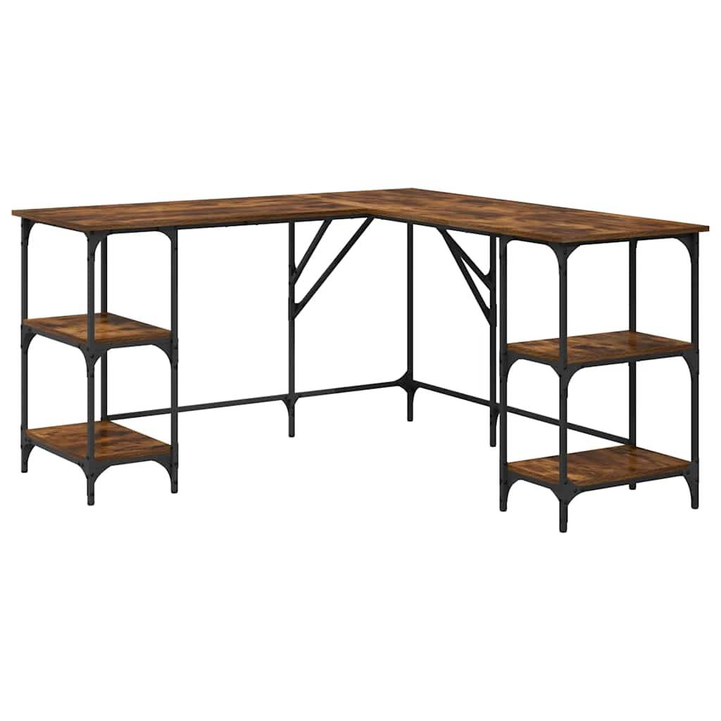 vidaXL Schreibtisch Räuchereiche 139x139x75 cm Holzwerkstoff