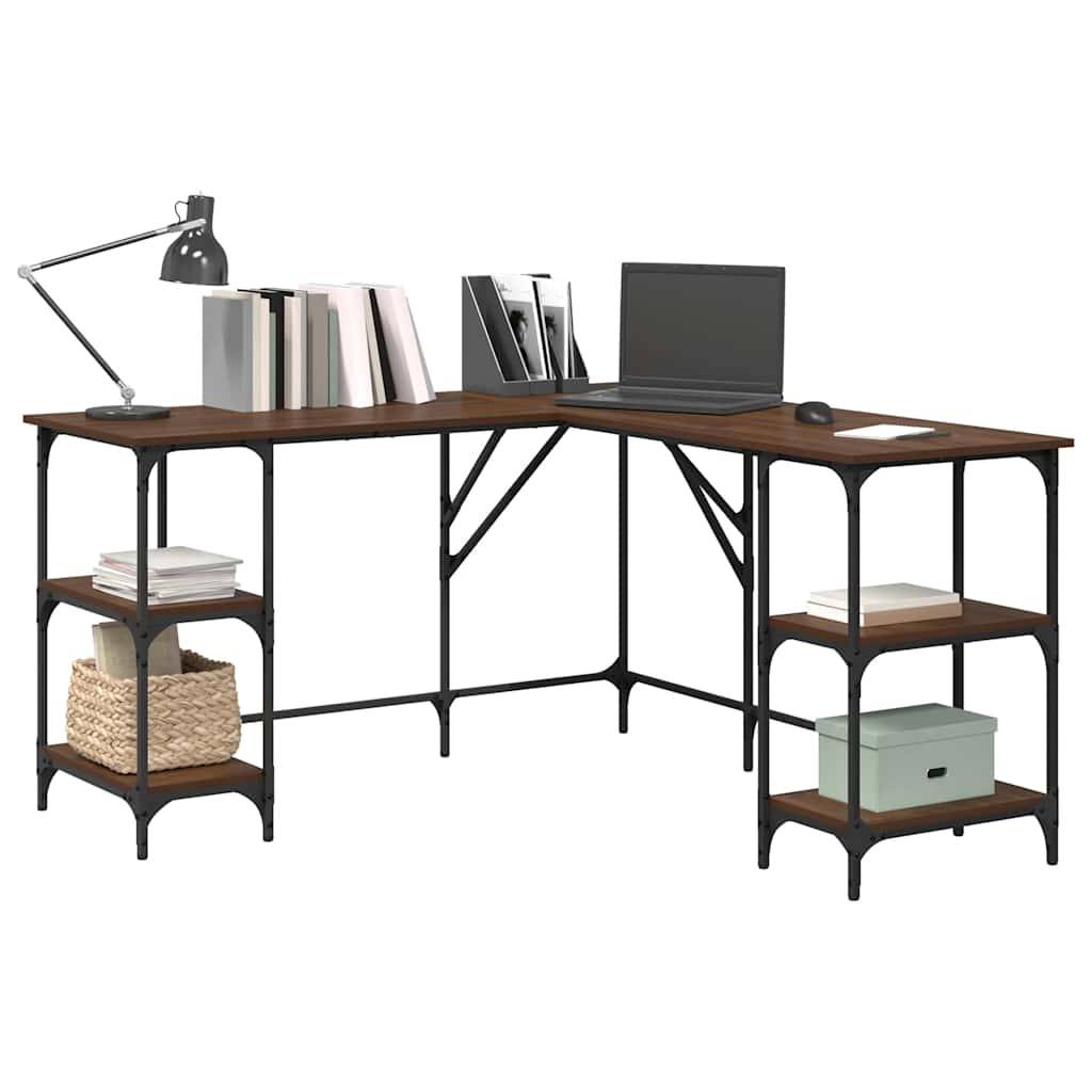 vidaXL Schreibtisch Braun Eichen-Optik 139x139x75 cm Holzwerkstoff