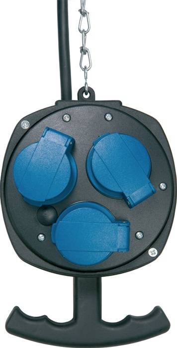 WK Hängevert. 45499 Ein. 3m mit CEE 16A Ausgang 3x Schuko mit Deckel 2x CEE 16A